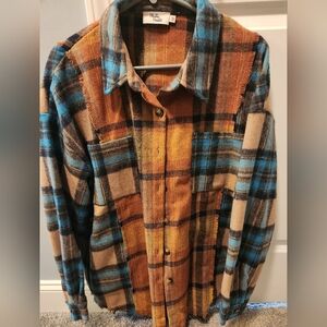 Blushing Brunette Plaid Flannel Shacket for Women